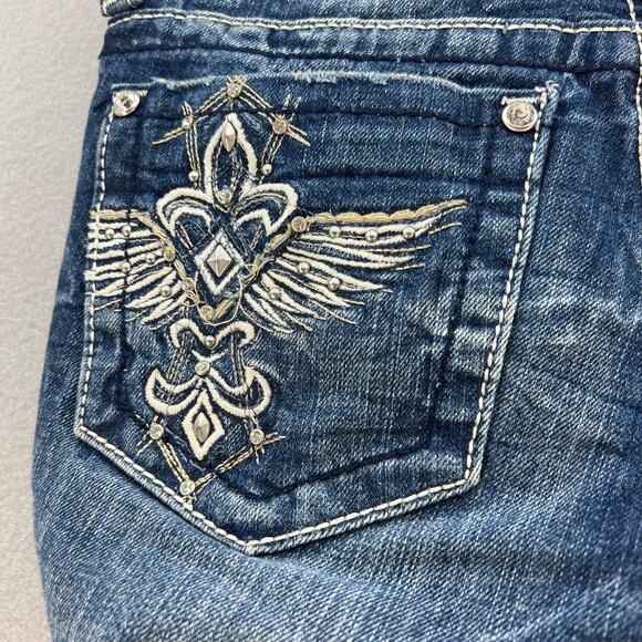 Miss Me Women’s Jeans Size 26x35 (2) Straight Embellished Pockets Preppy Bling - Picture 5 of 14